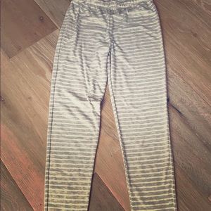 White and gray stripped pj pants